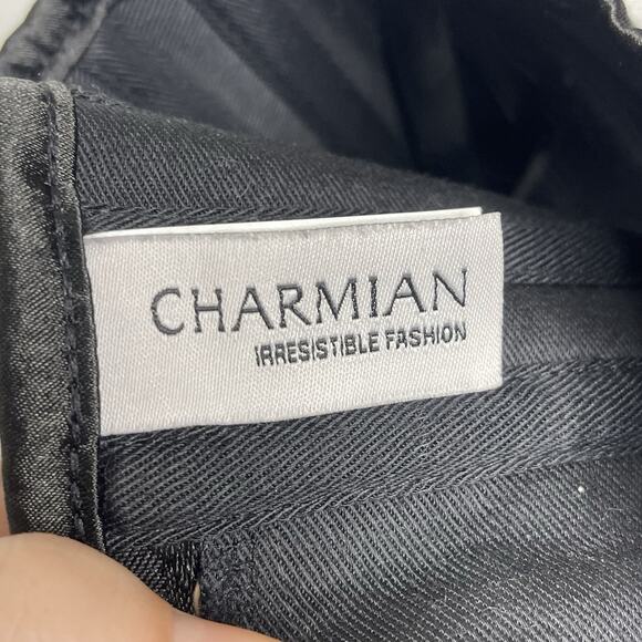 CHARMIAN Women's Classic Black Satin Corset Floral Witchy Steampunk Whimsigoth S - Picture 4 of 5